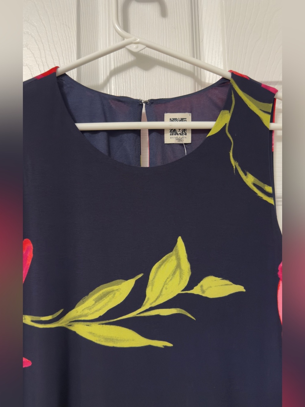 Anne Klein Navy Midi Dress with Pink Floral Print - Picture 4 of 6
